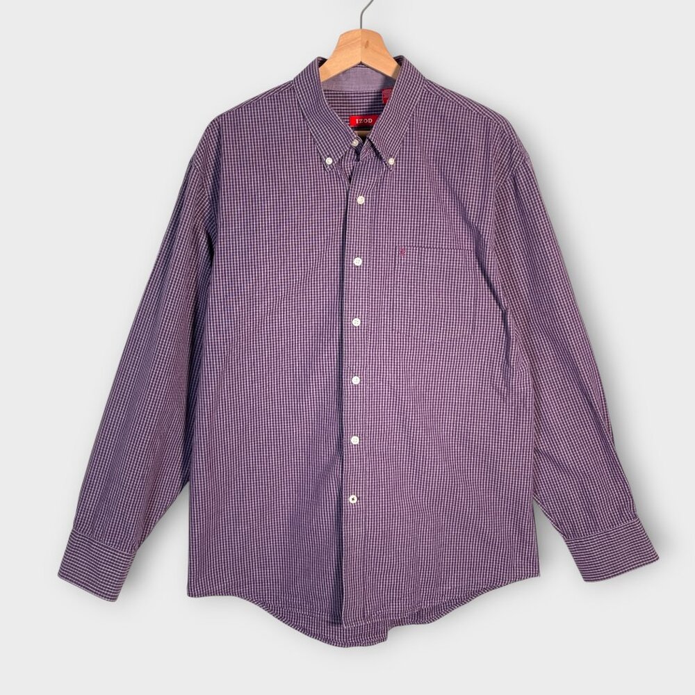 🦜 IZOD Button Down Shirt Men's LARGE Purple